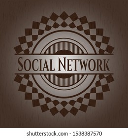 Social Network wood emblem. Vintage. Vector Illustration.