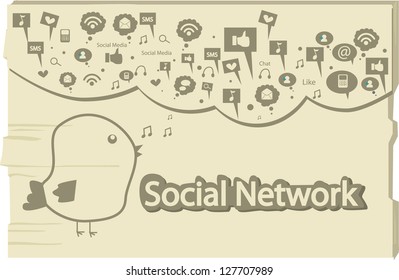 Social Network With Wood Texture