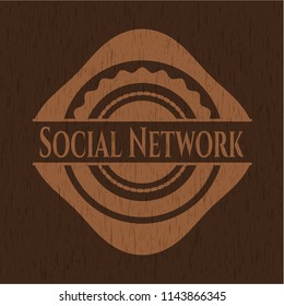 Social Network wooden emblem. Retro