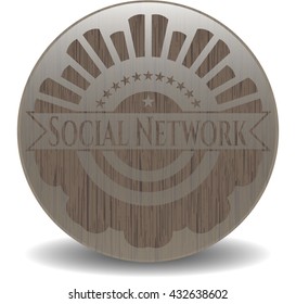 Social Network wooden emblem. Vintage.
