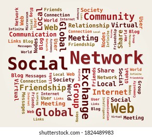 Social Network Word Cloud, Internet Community, Marketing Trends, Beige Background