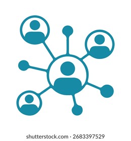  social network or work networking icon with people and diagrams vector icon