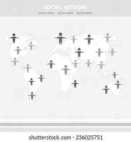 Social network world map illustration or infographic background