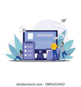 Social network world and teamwork concept for web and info graphic. Flat design style modern vector illustration for web