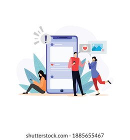 Social network world and teamwork concept for web and info graphic. Flat design style modern vector illustration for web
