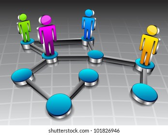Fundo 3D de rede social com pessoas conectam-se com a rede no fundo abstrato cinza. EPS 10.