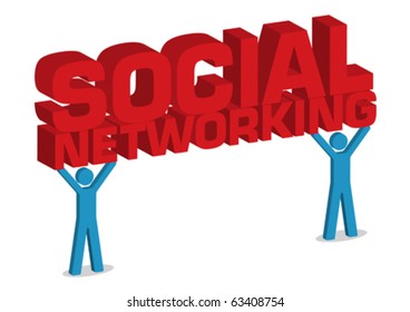 Social Networking 3D Illustration With Human Icon in Vector