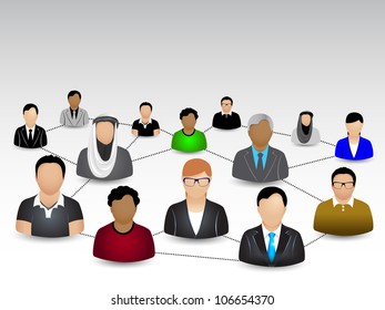 Social networking 3D peoples connect with social  network. EPS 10. Social networking and social media concept.