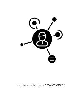 Social networking black icon, vector sign on isolated background. Social networking concept symbol, illustration 