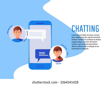 Social networking concept.Chatting on the Internet. Vector illustration.