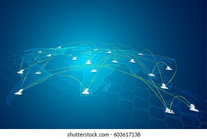 social networking connection communication technology concept background