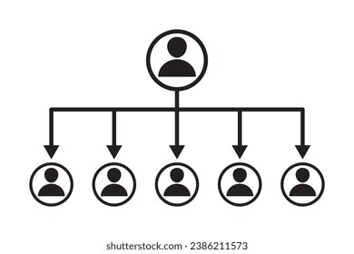 Social networking diagram, Social media connections. Hierarchy, leader icon. Hierarchy of company. Flat vector illustration.