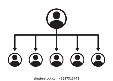 Social networking diagram, Social media connections. Hierarchy, leader icon. Hierarchy of company. Flat vector illustration.