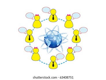 Social Networking Global Friends Concept Illustration in Vector