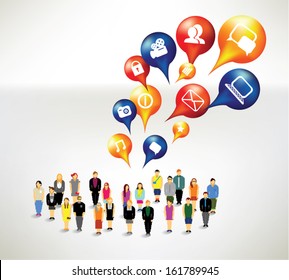 Social networking icon with people vector design