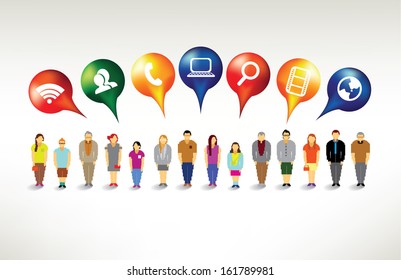 Social networking icon with people vector design