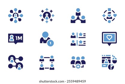 Social networking icon set. Bold style. Duotone colors. socialmedia, socialnetwork, network, onemillion, friends, user, opinion, friend.