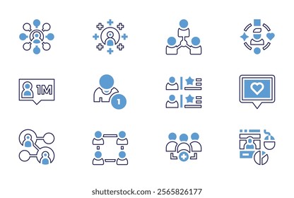 Social networking icon set. Bold line style. Duotone colors. Editable stroke. network, friends, like, instagramlive, accountactivity, opinion, positive, userexperience.