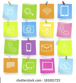 Social Networking Icons on Adhesive Notes