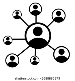 ícones de rede social, conexões de trabalho, amizades, estrutura organizacional