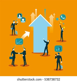 Social Networking - Illustration. Arrow progress and communications