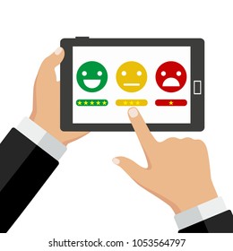 Social networking, instant messaging on mobile device, online chat concepts.Hand holding mobile phone. Emoji. colored speech bubbles.