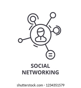 Social networking line icon concept. Social networking vector linear illustration, symbol, sign