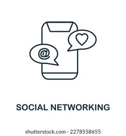 Symbol für soziale Netzwerke. Elementzeichen aus der Netzwerkkollektion. Umriss-Symbol für Social Networking für Webdesign, Infografiken und mehr.