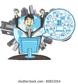 Social Networking Media Man With A Speech Bubble
