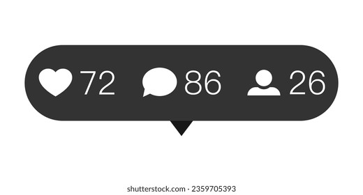 Forma de botones de notificación de redes sociales. Icons interfaz de medios sociales - como, comentarios, seguidores.