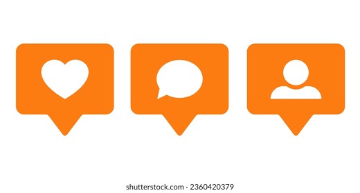 Social networking notification buttons shape. Icons social media interface - like, comment, follower.