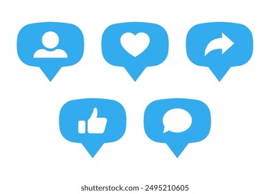 Social Networking Notification Buttone Form - wie, Kommentar, Follower, Rückmeldung, teilen.