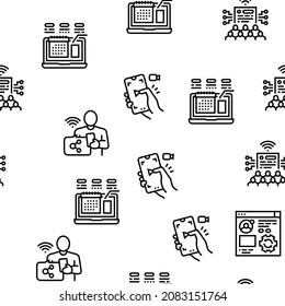 Social Networking Online App Vector Seamless Pattern Thin Line Illustration