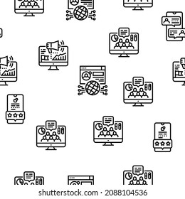 Social Networking Online App Vektorgrafik nahtlose Muster-Illustration für dünne Linie