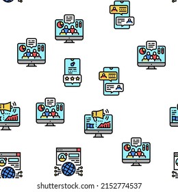 Social Networking Online App Vector Seamless Pattern Thin Line Illustration