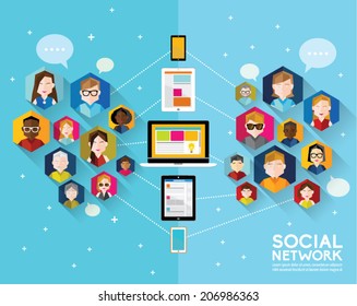 Social Networking People Conceptual Vector Design 