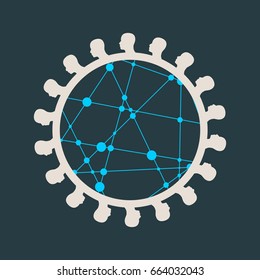 Social Networking People Conceptual Vector Design. Human communication simple icons model. Molecule And Communication Background. Connected lines with dots