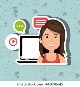 social networking user laptop isolated icon design, vector illustration  graphic 