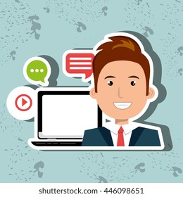 social networking user laptop isolated icon design, vector illustration  graphic 