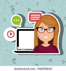social networking user laptop isolated icon design, vector illustration  graphic 