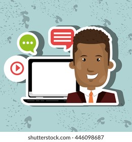 social networking user laptop isolated icon design, vector illustration  graphic 