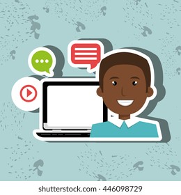 social networking user laptop isolated icon design, vector illustration  graphic 
