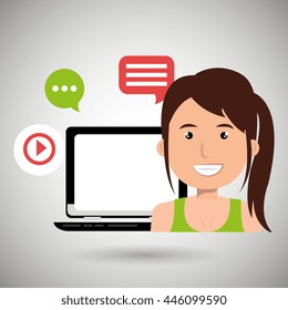 social networking user laptop isolated icon design, vector illustration  graphic 