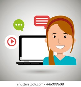 social networking user laptop isolated icon design, vector illustration  graphic 