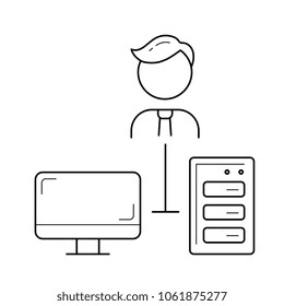 Icono de línea vectorial de red social aislado en fondo blanco. Icono de línea de red social para infografía, sitio web o aplicación.