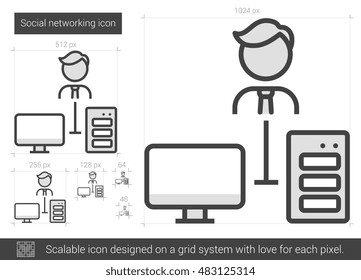 Social networking vector line icon isolated on white background. Social networking line icon for infographic, website or app. Scalable icon designed on a grid system.
