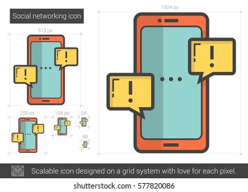 Social networking vector line icon isolated on white background. Social networking line icon for infographic, website or app. Scalable icon designed on a grid system.