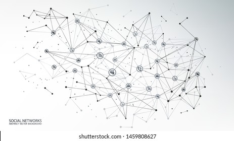 Social networks. Abstract light plexus background. Internet and technology. Future. Vector. Global network and communications. Random points and lines. Template for design projects.