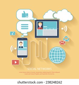 Social networks. Cloud of application icons. Set for web and mobile applications of social media