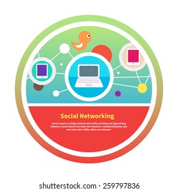 Social networks. Cloud of application icons. Set for web and mobile applications of social media